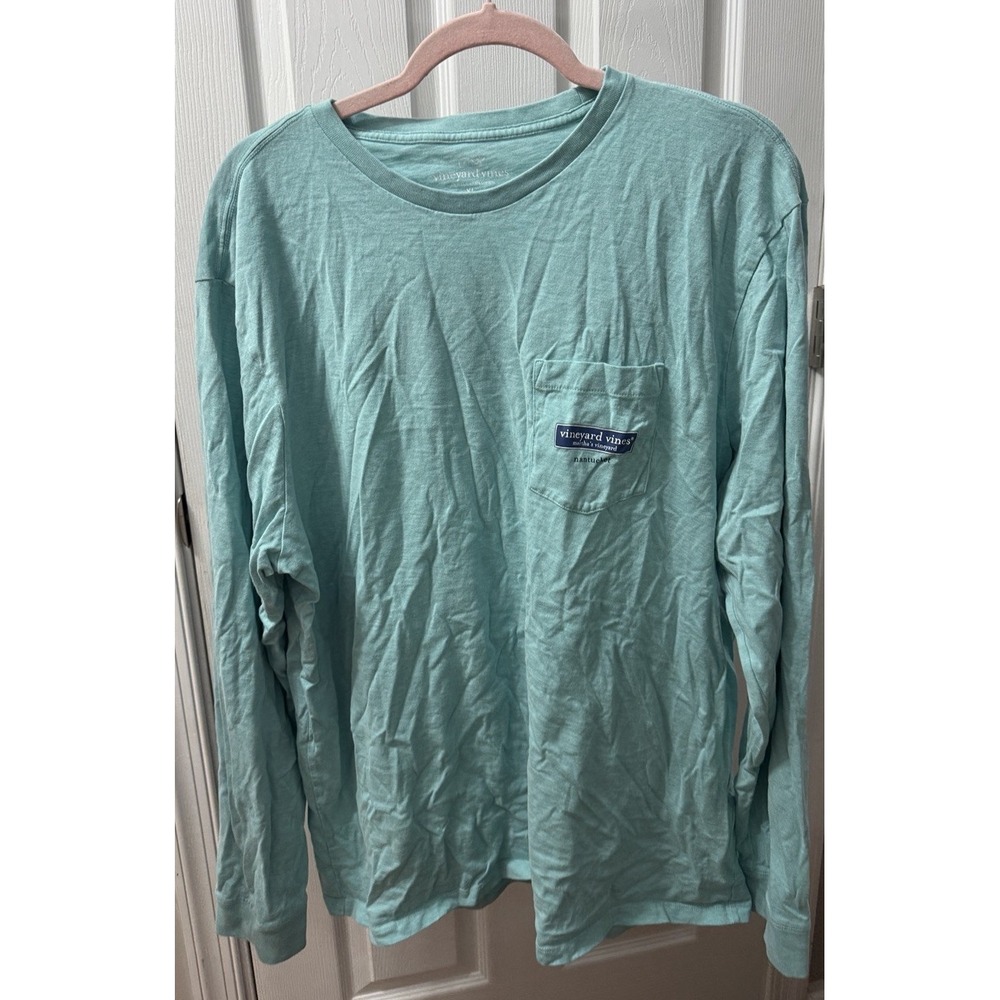 Vineyard Vines Martha's Vineyard Nantucket Long Sleeve Pocket T Shirt XL Green